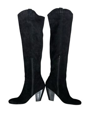 Corso Como Black Suede Over the Knee Boots Size 9 M Block Heel Tall